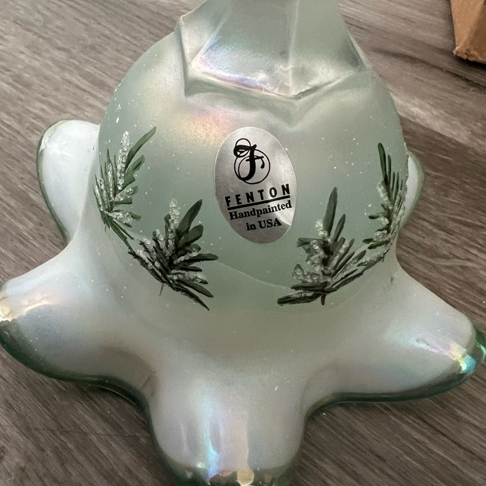 Fenton Glass Bell with Green Fern Design - Picture 7 of 16